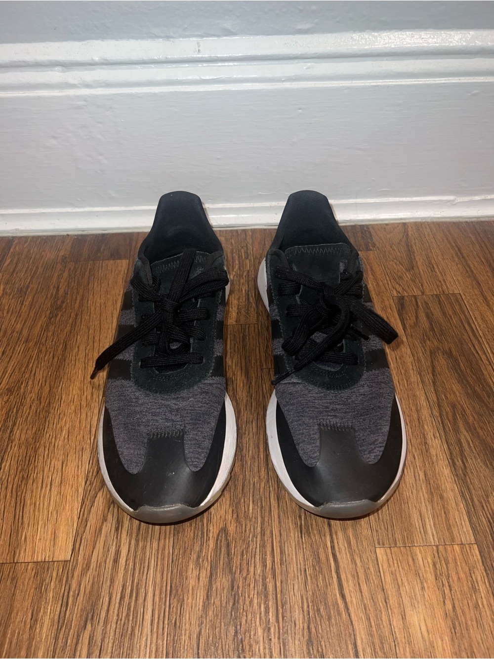 adidas Black and Gray Knit Running Sneakers